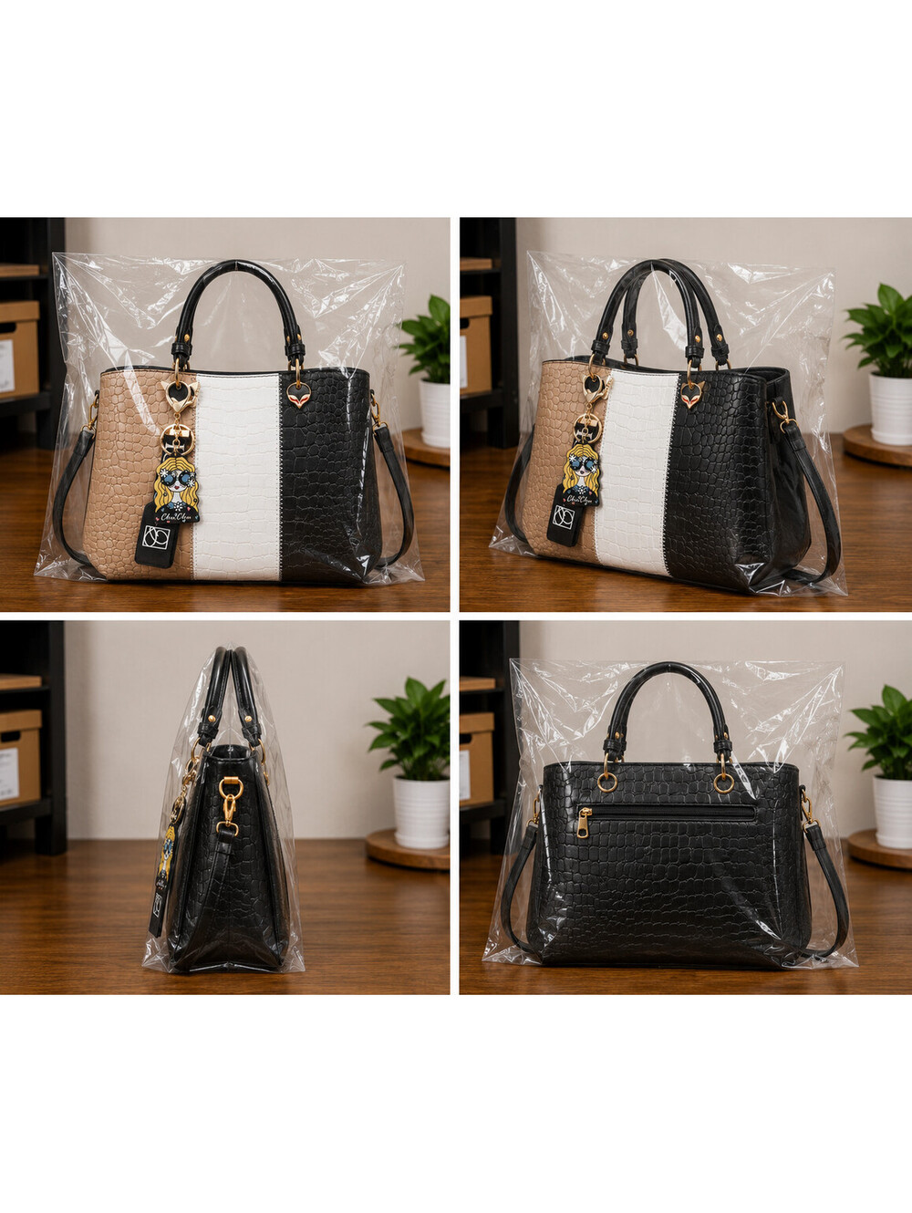 Women's PU Leather Satchel Shoulder Tote Handbag Purse